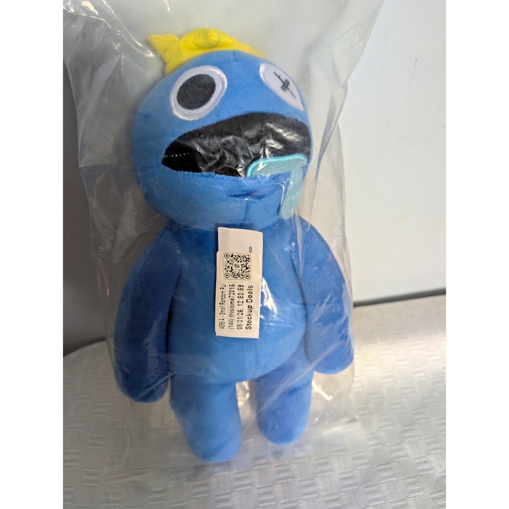 Rainbow Friends Blue Monster Plush w/ Yellow Crown Small 6-14 in Washable